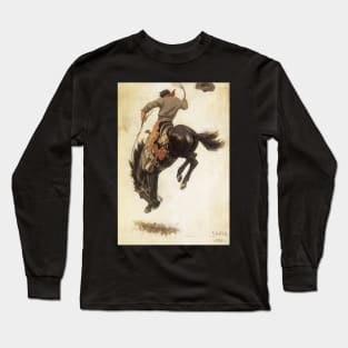 Vintage Cowboy, Bronco Buster Study by NC Wyeth Long Sleeve T-Shirt